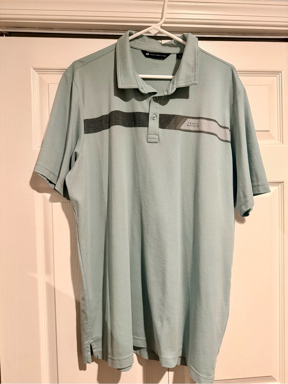 Travis Mathew Men's Mint Green Polo with Contrast Stripe